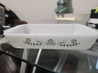 Vintage Fire-King Anchor Hocking Green Daisy Spring Wreath Casserole Baking Dish