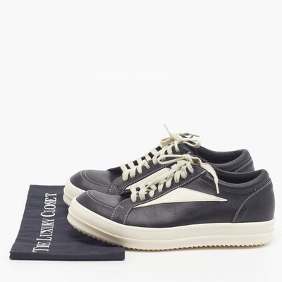 Rick Owens Size 42 BlackCream Leather Vintage Low Top Sneakers | eBay