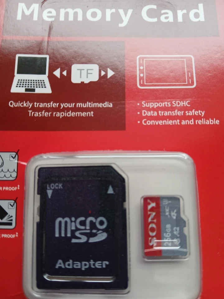 SONY 256GB Micro SD Card Flash Memory Card TF Card Class 10 NEW SEALED - Image 3 of 4