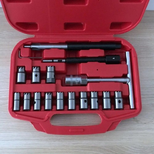 17-Piece Diesel Injector Nozzle Seat Cleaner Set Diesel Engine Injector Reamer - 第 1/8 張圖片