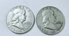 FRANKLIN SILVER HALF DOLLARS LOT OF 2, 90% SILVER CIRCULATED COINS  #10013