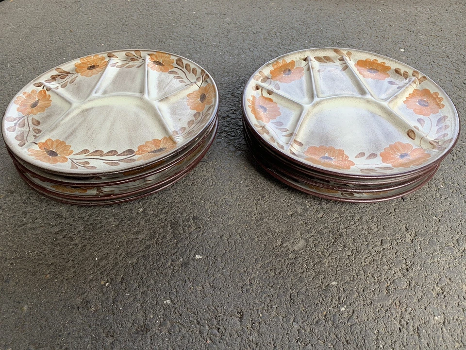 Lot 8 assiettes à 6 compartiments en céramique émaillée - vintage - Photo 2/4