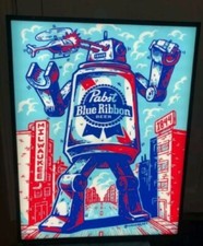 Pabst Beer Led Light Up Sign Robot Sci-fi Milwaukee Game Room Man Cave New PBR