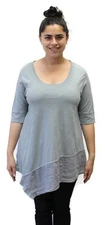 Flax Designs Urban Flax Grateful Pullover Tunic  Steel   Size  Medium
