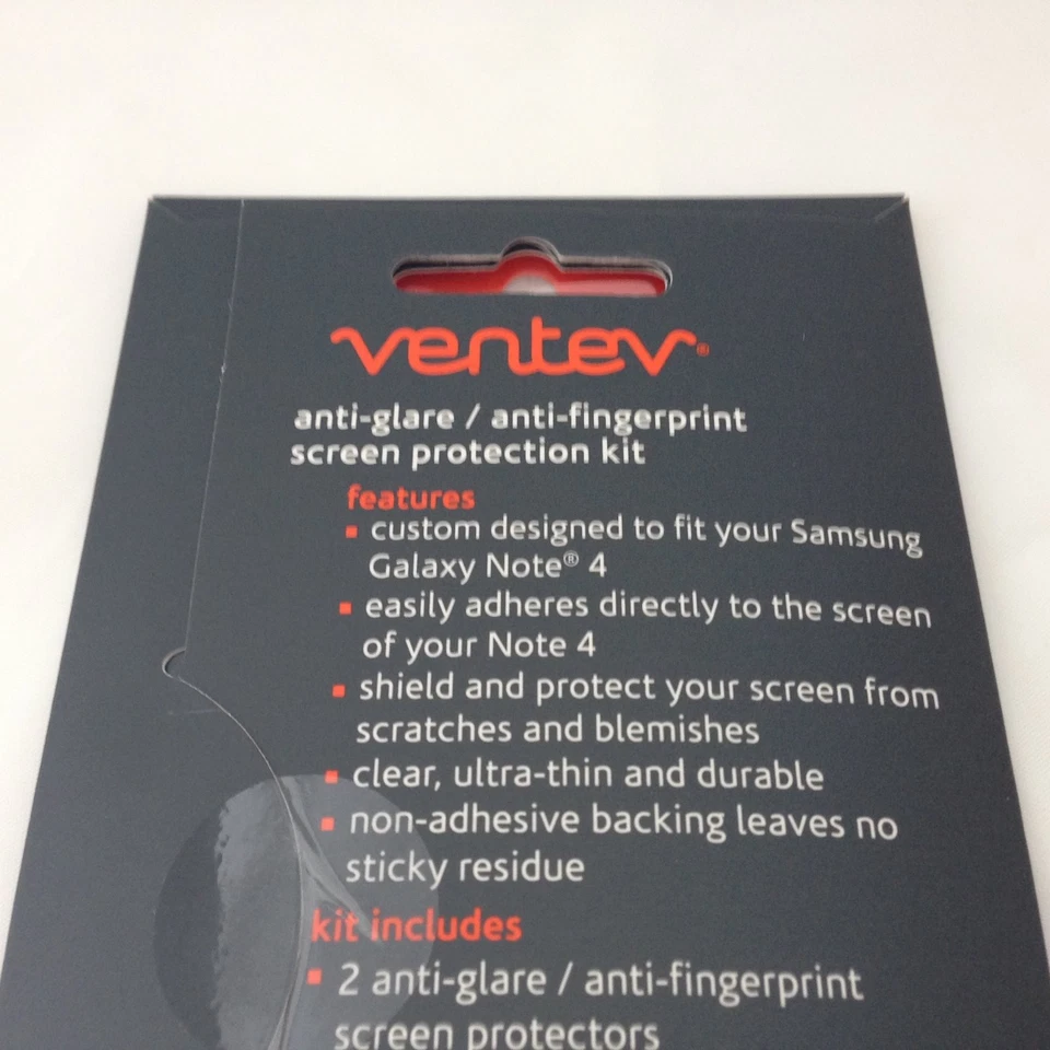 Protector de pantalla genuino Ventev antirreflejo/huellas dactilares 2pk para Galaxy Note 4 IV Foto 3 de 4