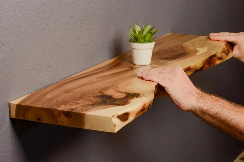 Natural Wood Live Edge Shelf Solid Floating Wall Shelf Modern Rustic Wooden Gift
Opens in a new wind
