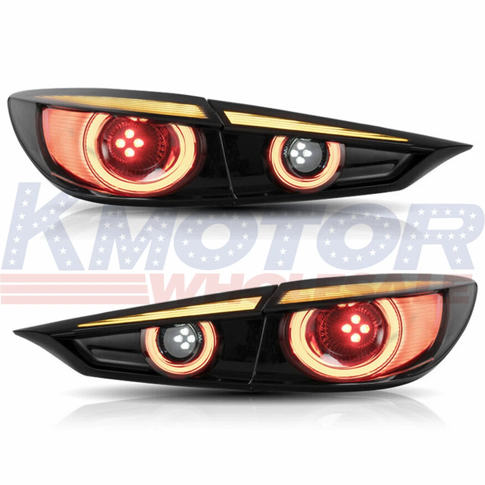 Светодиодные задние фонари дымчатые левый правый комплект последовательно подходят для седана Mazda 3 2014-2018 - Изображение 4 из 4