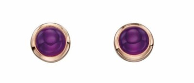 Elements silver and rose gold plated stud earrings with purple agate