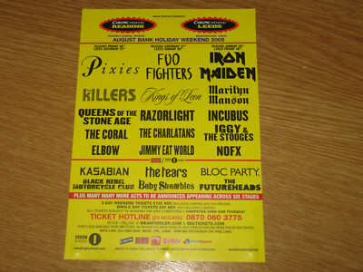 READING 2005 - PROMO FLYER - PIXIES / FOO FIGHTERS / IRON MAIDEN / THE TEARS