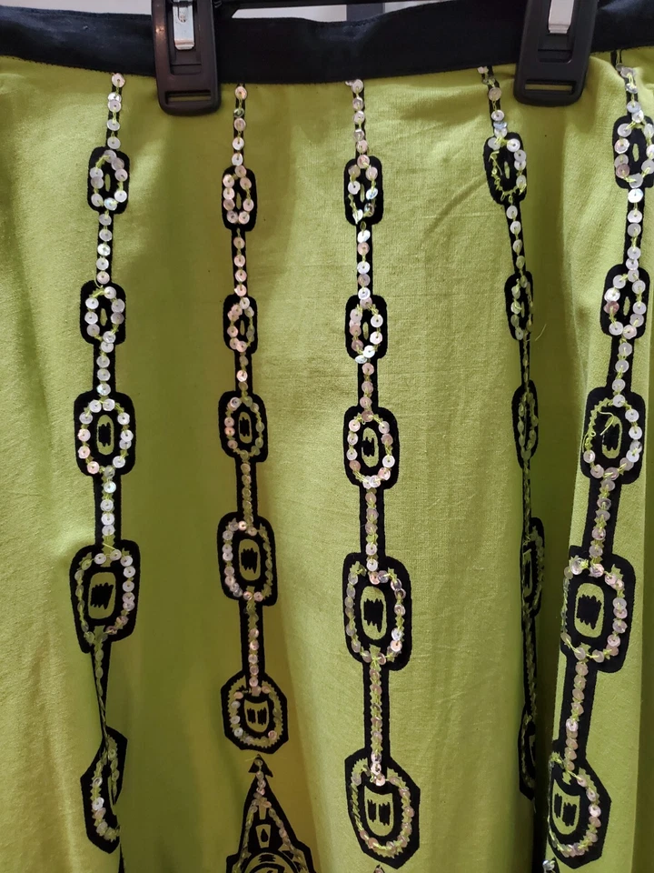 Colección NY Mujeres Verde Negro Algodón Línea A Cremallera Cintura Hasta la Rodilla Falda 2X Foto 3 de 4