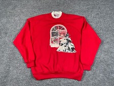 Morning Sun Christmas Cat Sweatshirt Adult XL Red Double Collar Grandma Festive