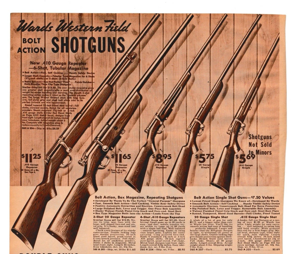 WARDS SINGLE BARREL BOLT ACTION Escopetas Botas Winchester 1938 CATÁLOGO BARRIOS Anuncios Foto 4 de 4