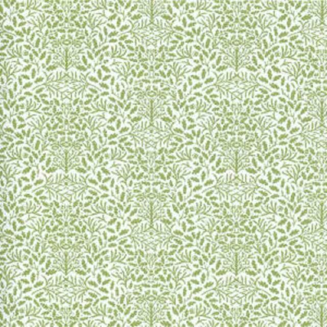 Melody Jane Puppenhaus Grün auf Weiß Eicheln Tapete William Morris Design