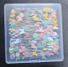 200Pcs Sewing Pins Flat Head Straight Pins with Butterfly & Flower Colored Heads