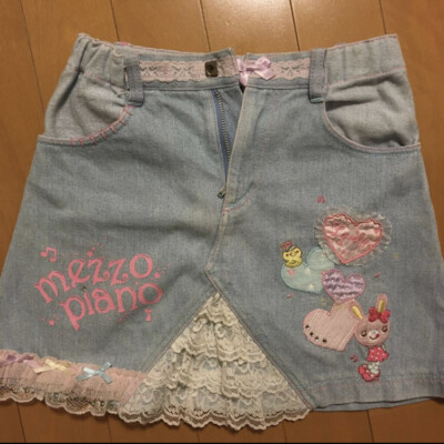 Mezzo Piano Denim Skirt 120Size Cute girl with frill logo made in Japan