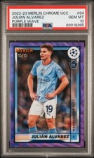 2022-23 Topps Merlin Chrome UCC RC Julian Alvarez Purple Wave PSA 10 POP 2 15/15