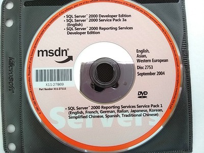 Microsoft SQL Server 2000 Developer Edition & SP 3a Reporting Service w/ License