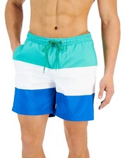 CLUB ROOM Men's Colorblocked Quick Dry 7" Swim Trunks Mint Combo Size Small