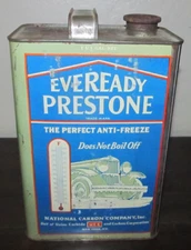 RARE VINTAGE EVEREADY PRESTONE PERFECT ANTI-FREEZE 1 GALLON CAN MAN CAVE DECOR