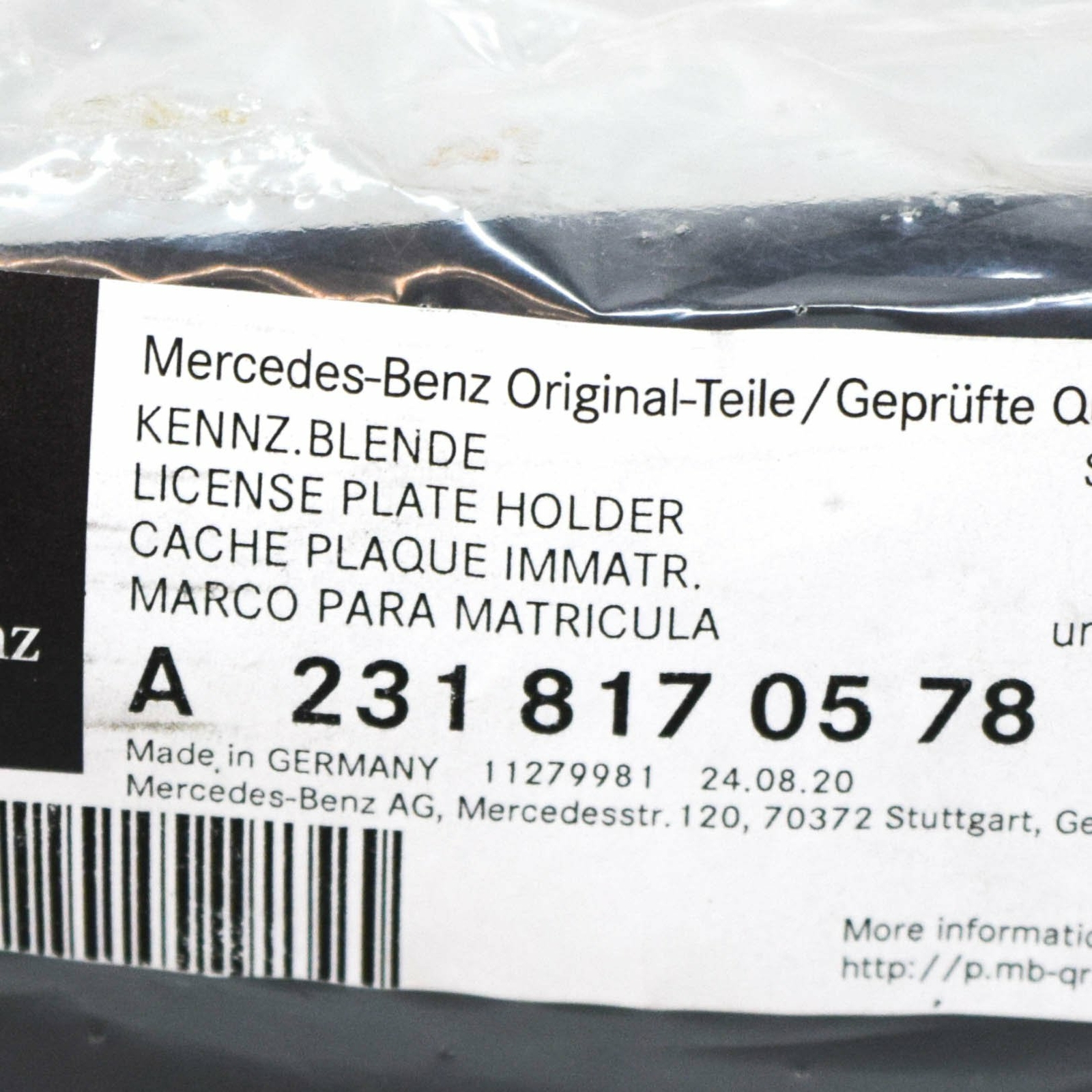 NEW OEM MB SL R231 FRONT BUMPER LICENSE PLATE MOLDING A2318170578 