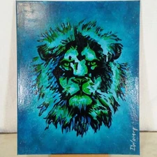 Textured Lion Painting by DelMarq