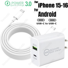 20W Type-C Adapter PD Fast Charger USB-C CXable For iPhone 16 15 iPadPro Samsung