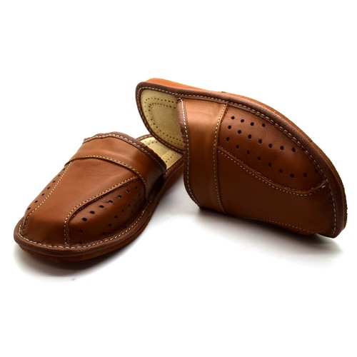 Mens 100% Leather Slippers Shoes Size 6 