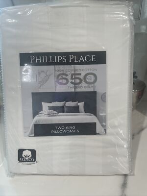 Phillips Place 650 TC Two King Pillowcases White. Brand new!