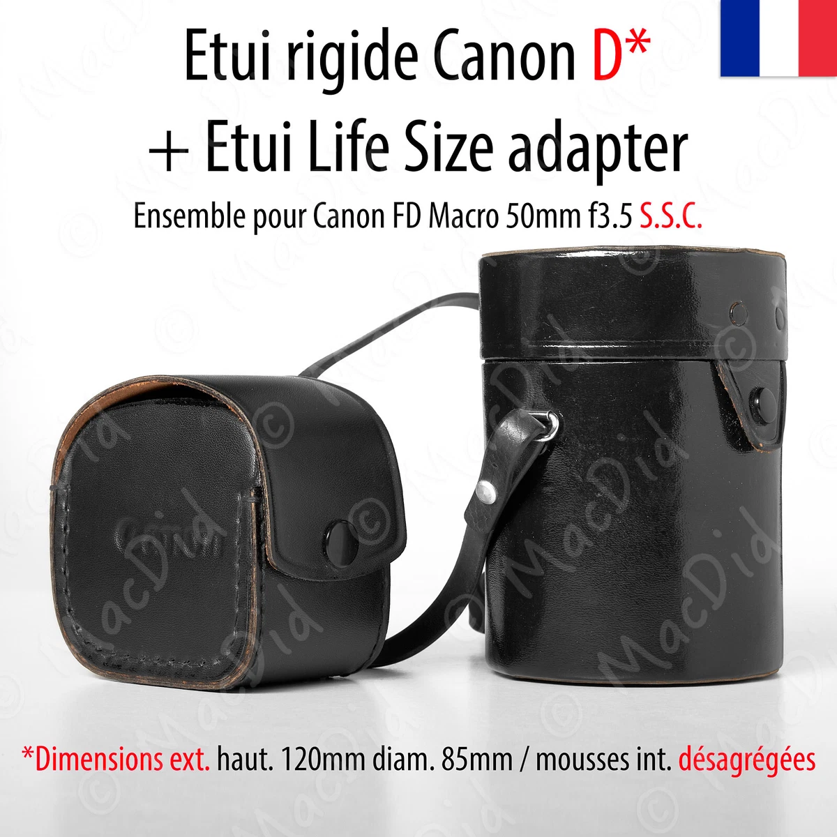 Sacoche étui Rigide Pour Appareil Photo Canon – Cuir Marron Vintage – Fabriqué Au Japon