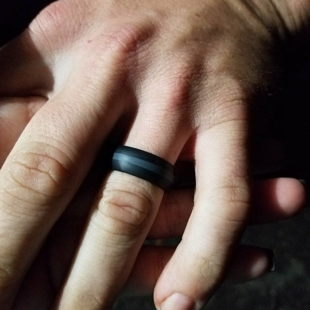 Gray Line Silicone Wedding Band Engagement Ring Athletic Wear by AERA Rings