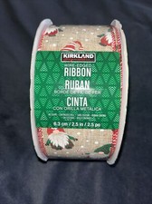 NEW Kirkland Signature Wire Edged Holiday Gnome Burlap Ribbon 50 Yards x 2.5 inc