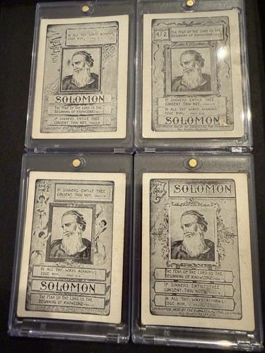1895 ANTIQUE BIBLE AUTHORS GAME CARDS - 4 CARD SET-SOLOMON BOOK-4- CARDS 1-2-3-4