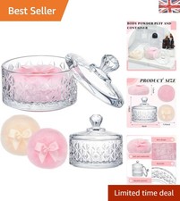 Luxury 3-Pc Velour Powder Puff Set with Crystal Container - Perfect Gift for Her