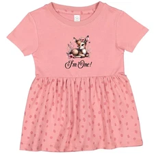 Inktastic 1st Birthday Cottagecore Baby Girl Deer Infant Dress Girls Party Photo