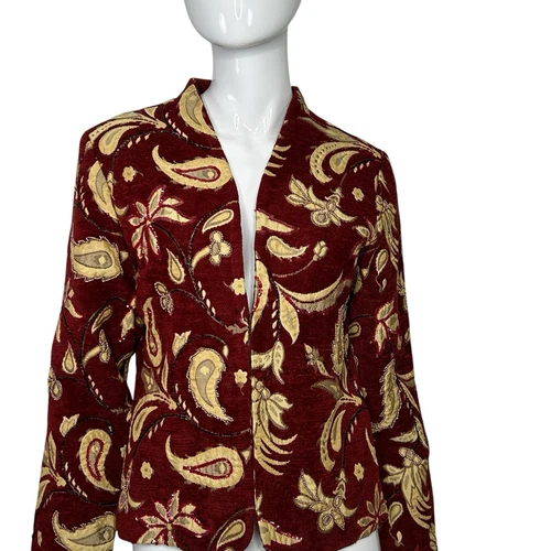 VETEMENTS Giacca donna ricamata Entice Paisley vino e marrone indossabile arte media