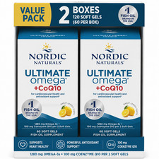 Nordic Naturals Ultimate Omega  CoQ10 Lemon 60 Soft Gels Pack of 2