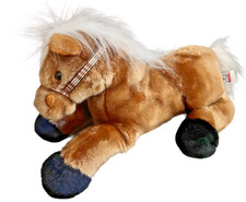 Ganz 14 Brown Fluffy Sitting Brown Horse Stuffed Animal Plush Pony Toy