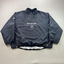 Vintage Oakland Raiders Jacket Mens XL Black Pullover Reebok NFL Football Y2k