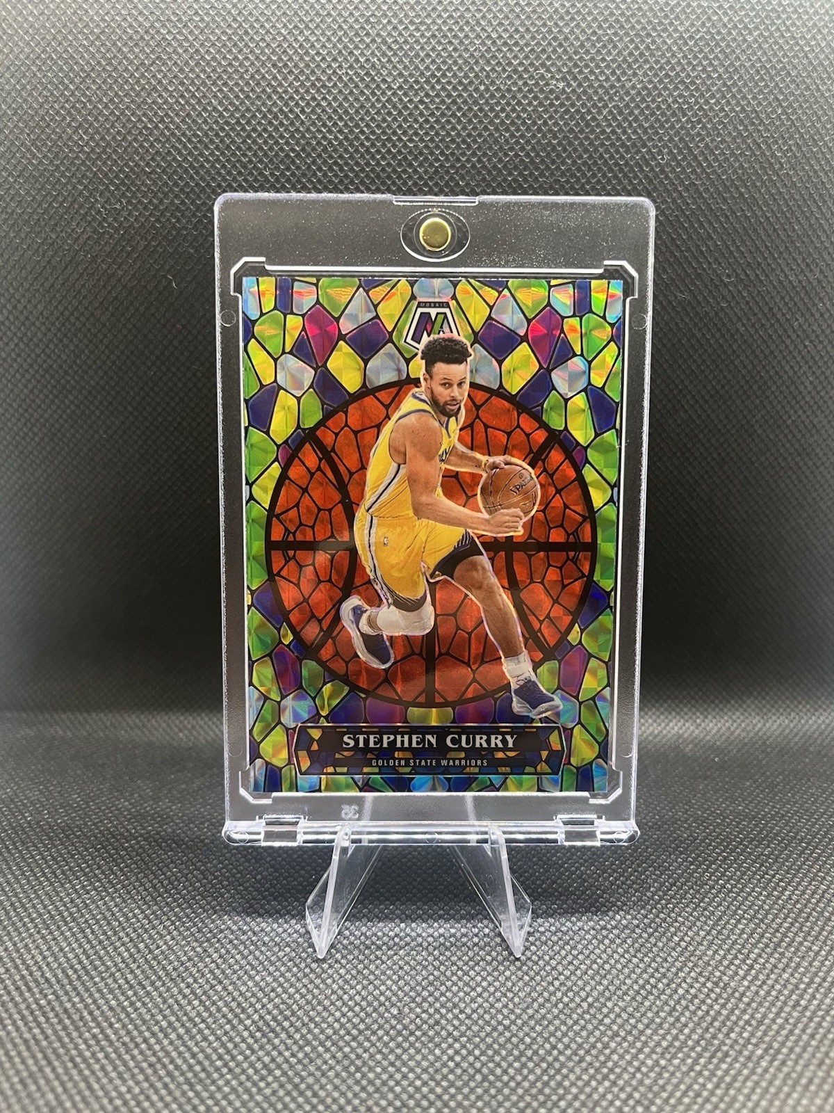 2020-21 Panini Mosaic Stephen Curry Stained Glass Case Hit Warriors