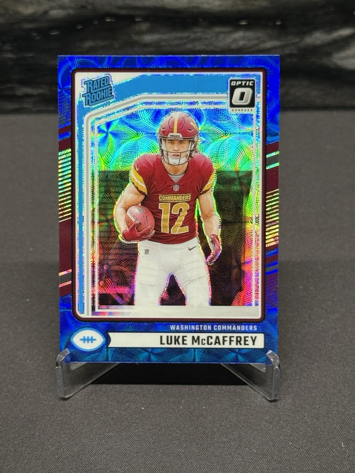 2024 Donruss Optic Luke McCaffrey Blue Scope Rated Rookie #268 Commanders