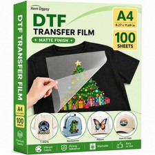 DTF Transfer Film A4 8.3" x 11.7" 100 Sheets for DIY, T-Shirts, Bags