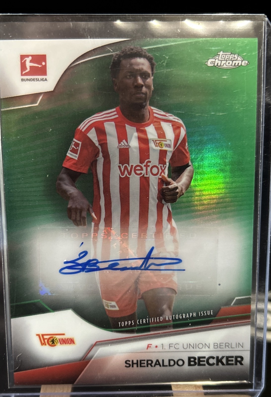 2022-23 Topps Chrome Bundesliga Sheraldo Becker Auto Green /99 #BCA-SBE