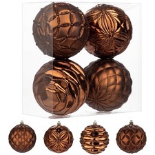 4" Large Christmas Balls Ornaments Shatterproof Big Bronze Christmas Ornament...