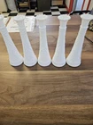 Vintage White Milk Glass Bud Vase 9" Stars & Bars Anchor Hocking Ridged Lot Of 5