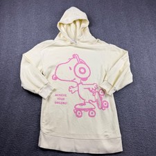 ZARA Peanuts Kids Size 9 Snoopy Achieve Your Dreams Hoodie Cream Pink Sweatshirt