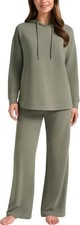 Max  Mia Women's 2 Pc Hoodie Lounge Set, Dark Sage, X-Large