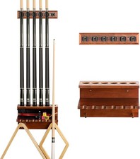 Wall Mount Pool Stick Holder - Billiards Pool Cue Rack Hardwood Pool Cue Set Hol