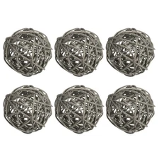 6 Pcs 3" Wicker Rattan Balls Decorative Ball for Centerpiece Bowls Gray