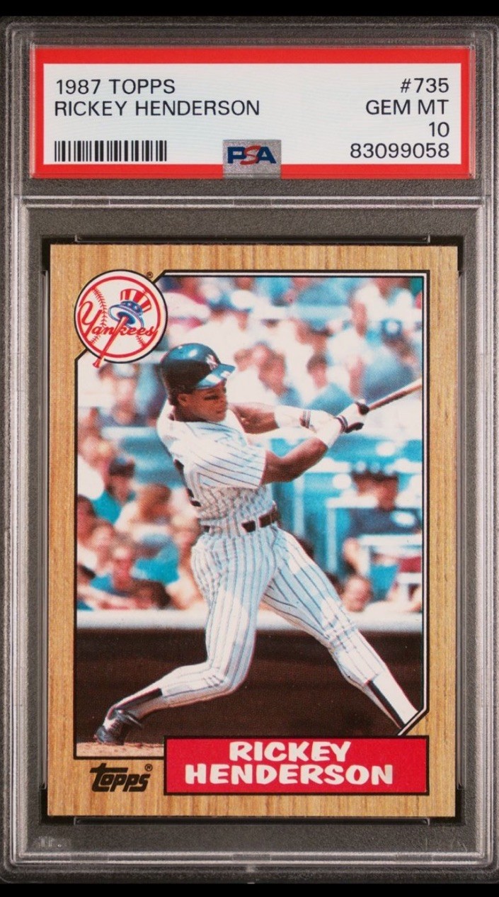 1987 TOPPS #735 RICKEY HENDERSON YANKEES HOF PSA 10