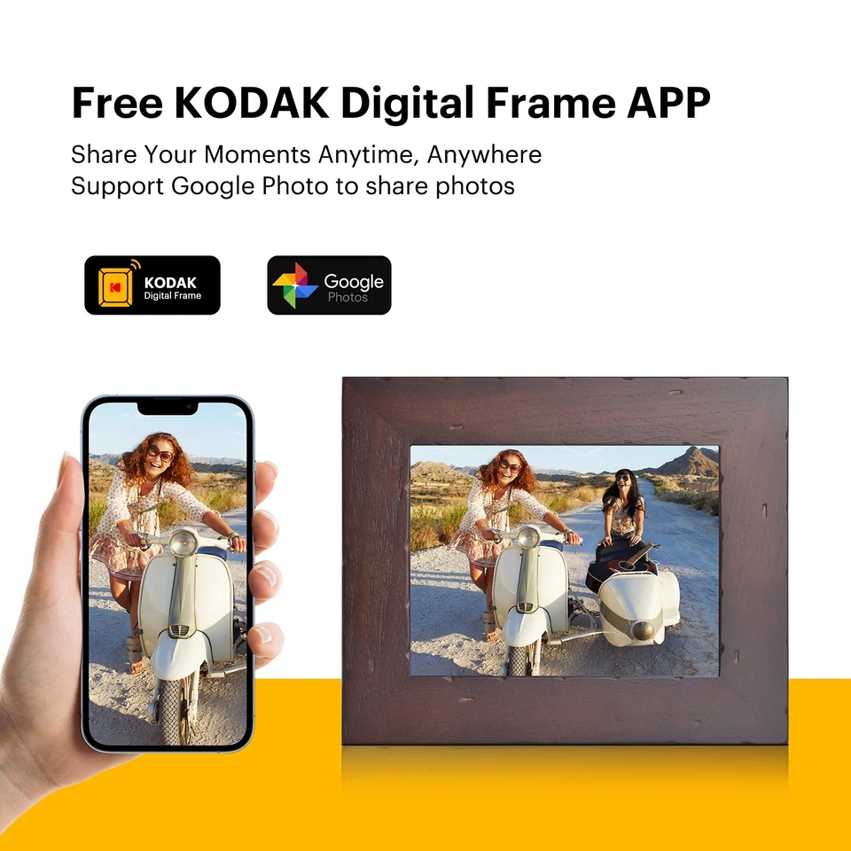 KODAK Classic Photo Frame 8-Inch Wi-Fi Enabled Candlenut Distressed Wood Frame - Image 3 of 4